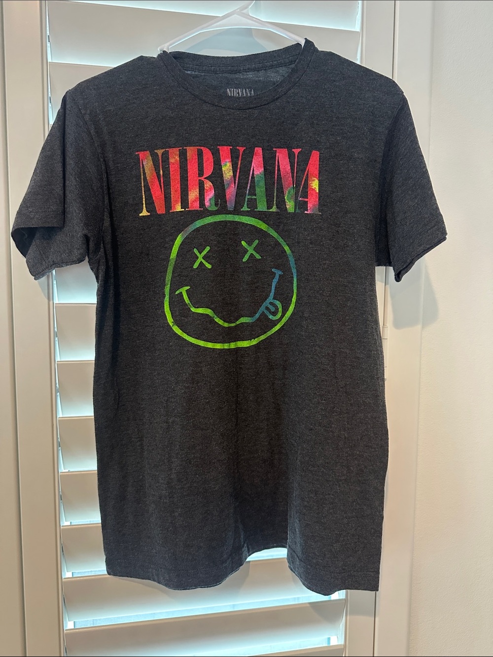 NIRVANA Black Tee with Neon Tie-Dye Logo